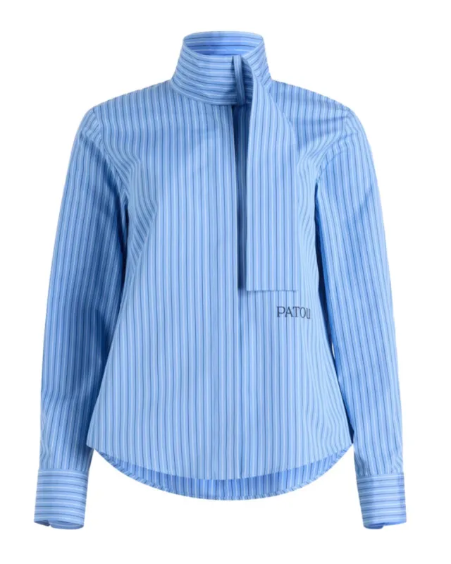 Scarf Collar Blouse in Printed Organic Cotton Poplin made by SHOWROOM