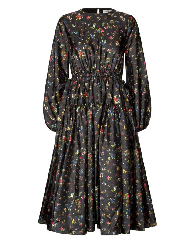 Waist Tie Ruffle Midi Dress - Magnolia Garden sold by SHOWROOM