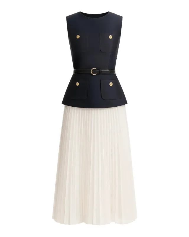 Navy Taffeta Midi Dress sold by SHOWROOM