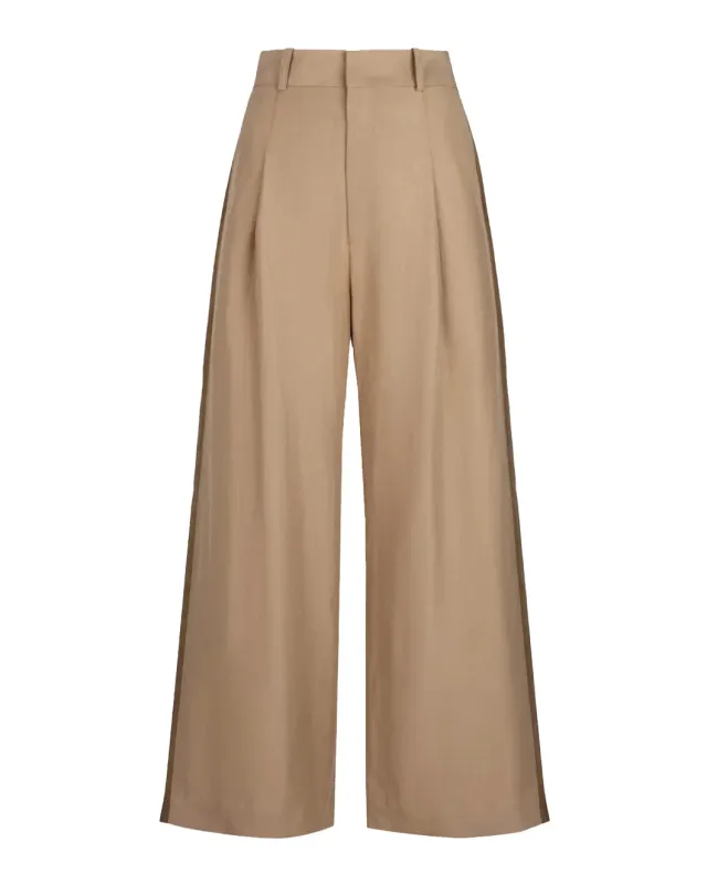 Tux Stripe Crop Pleated Trouser sold by SHOWROOM