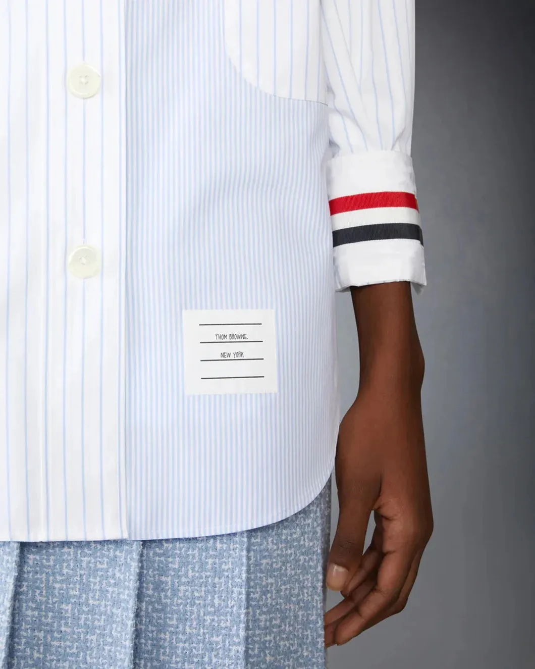 Poplin Pinstripe Funmix Micro University Striped Supersized Long Sleeve Shirt sold by SHOWROOM product image thumbnail 4