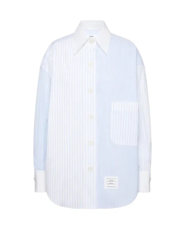 Poplin Pinstripe Funmix Micro University Striped Supersized Long Sleeve Shirt sold by SHOWROOM