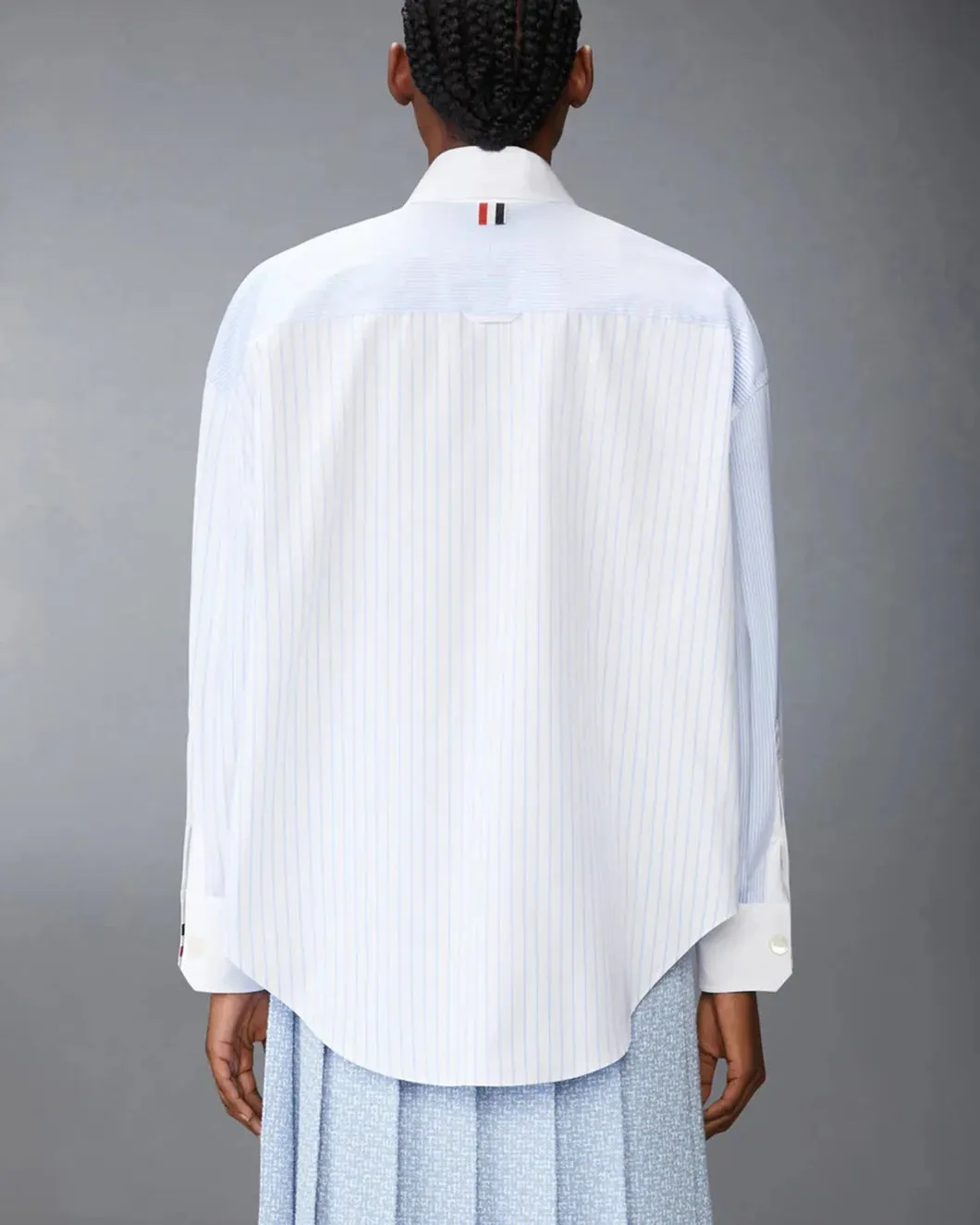 Poplin Pinstripe Funmix Micro University Striped Supersized Long Sleeve Shirt sold by SHOWROOM product image thumbnail 3