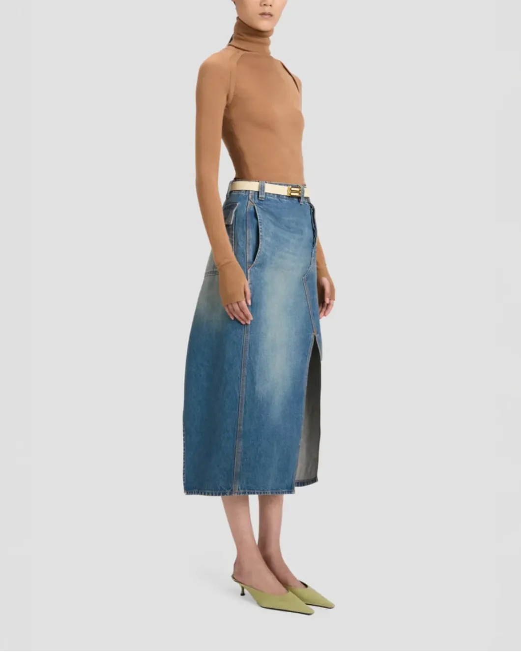 Asymmetric Utility Skirt Washed Blue sold by SHOWROOM product image thumbnail 3