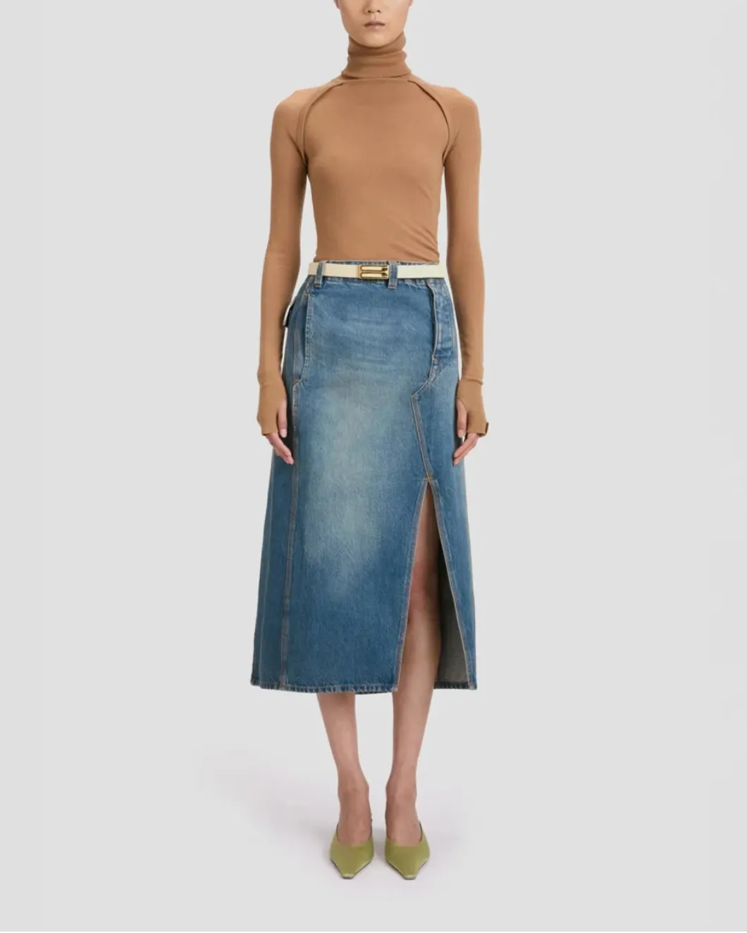 Asymmetric Utility Skirt Washed Blue sold by SHOWROOM product image thumbnail 2