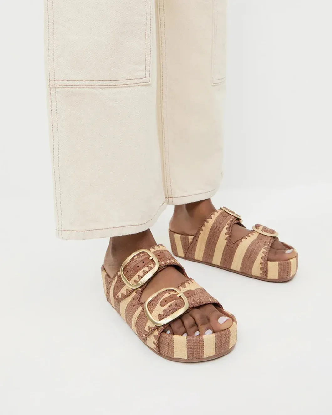 Theo Brown/Natural Two-Band Sandal sold by SHOWROOM product image thumbnail 2