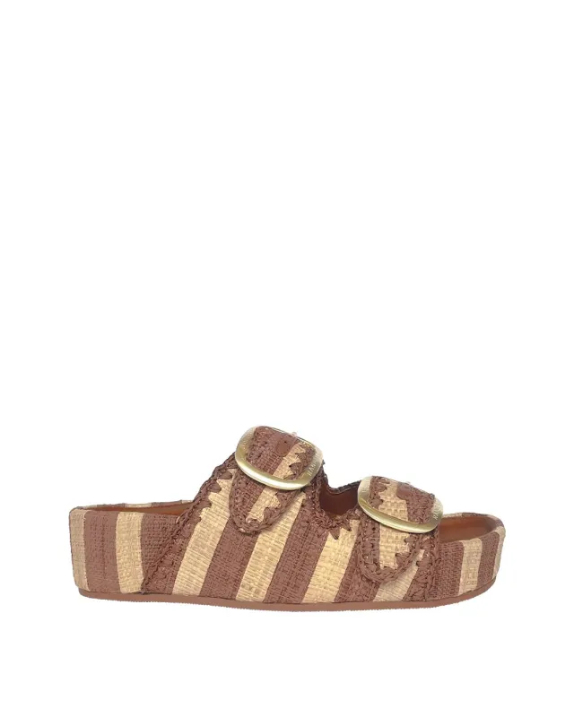 Theo Brown/Natural Two-Band Sandal sold by SHOWROOM