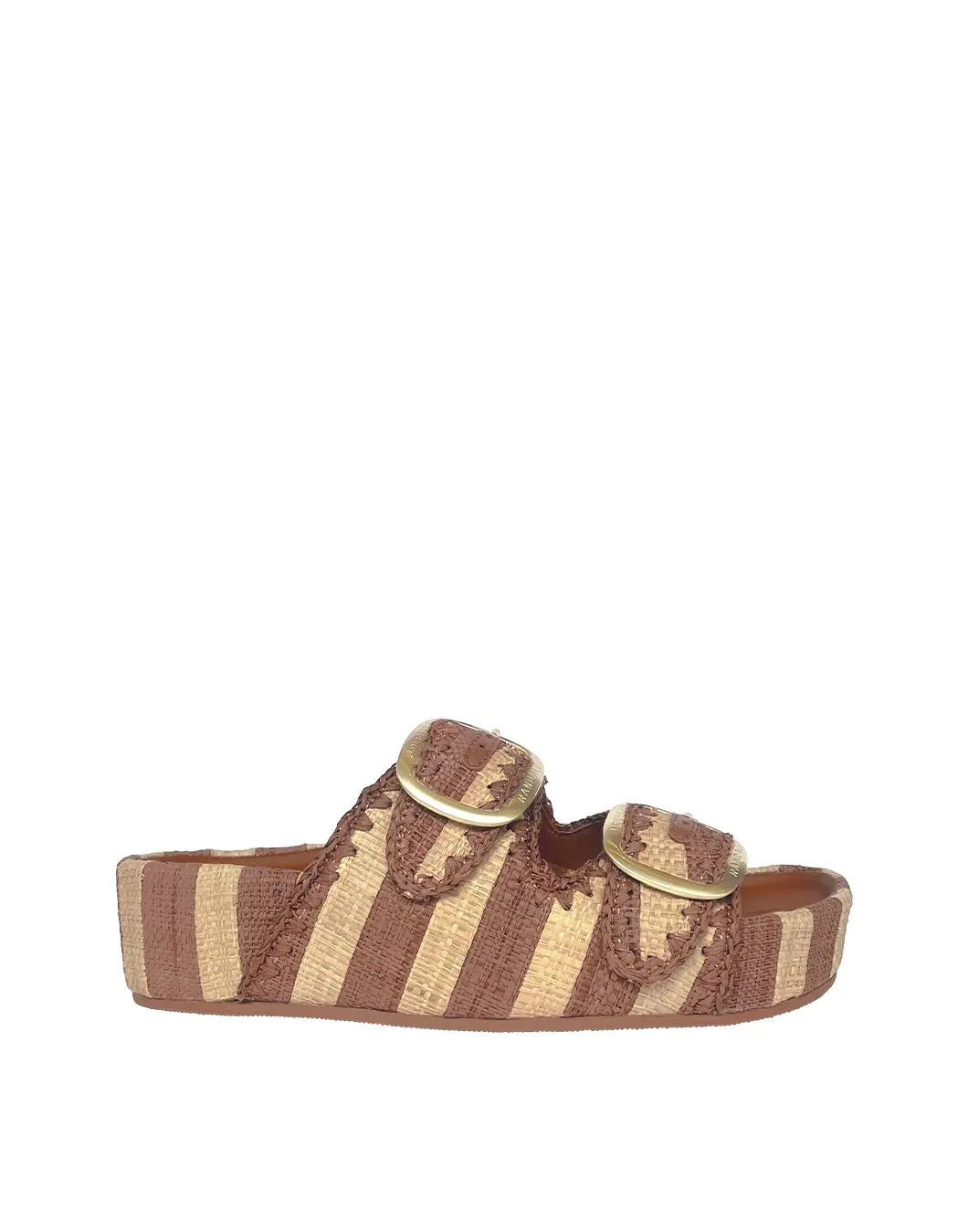 Theo Brown/Natural Two-Band Sandal sold by SHOWROOM