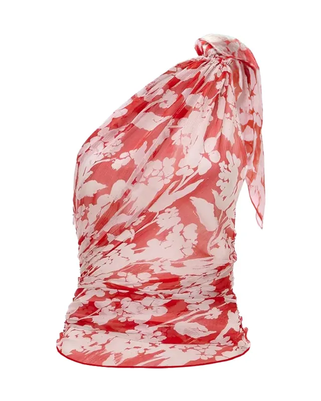 Asymmetric One Shoulder Draped Top sold by SHOWROOM