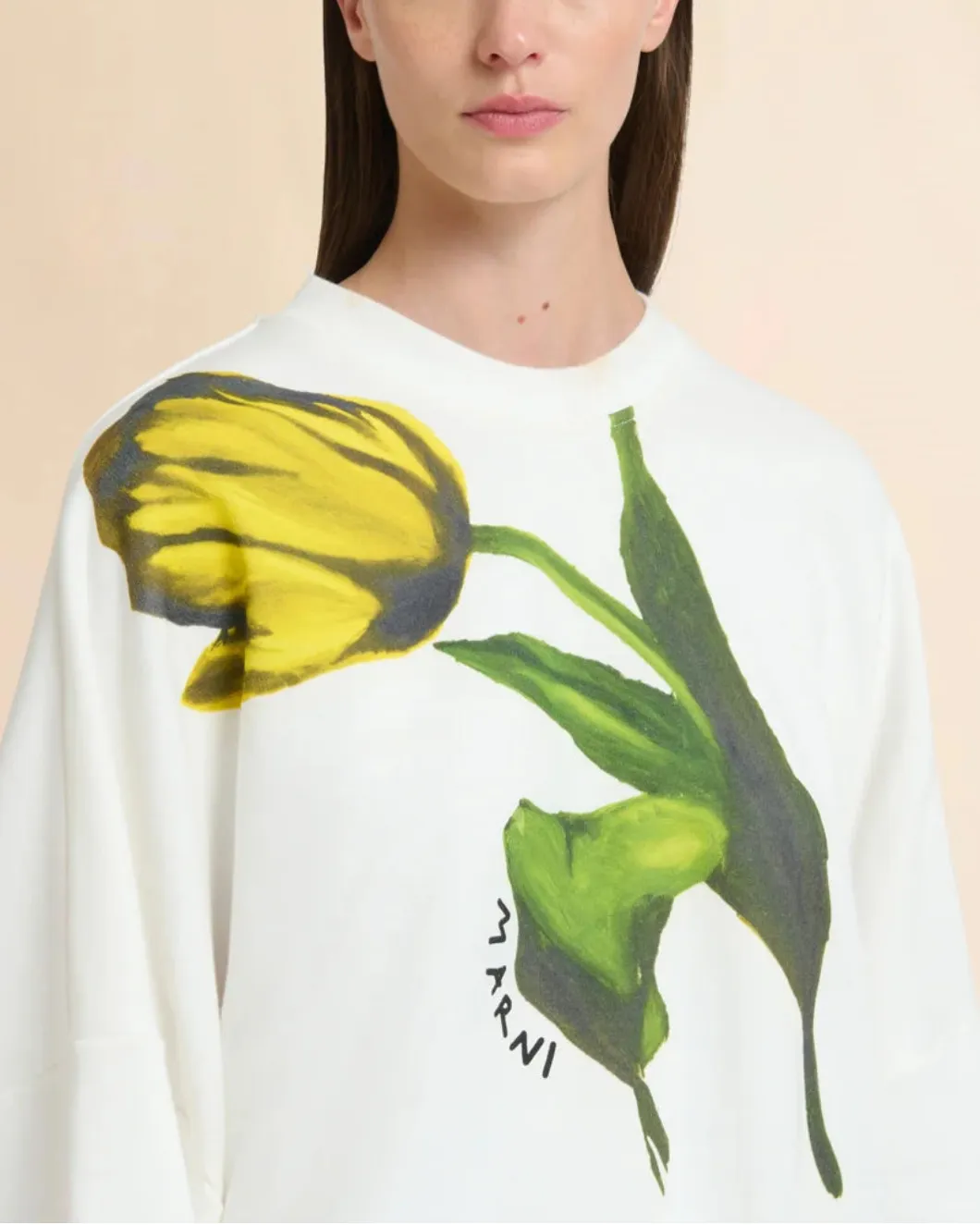 White Cotton Sweatshirt with Tulip Print sold by SHOWROOM product image thumbnail 5