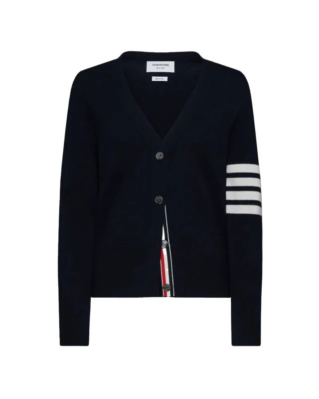 Wool Relaxed 4-Bar V-Neck Cardigan sold by SHOWROOM