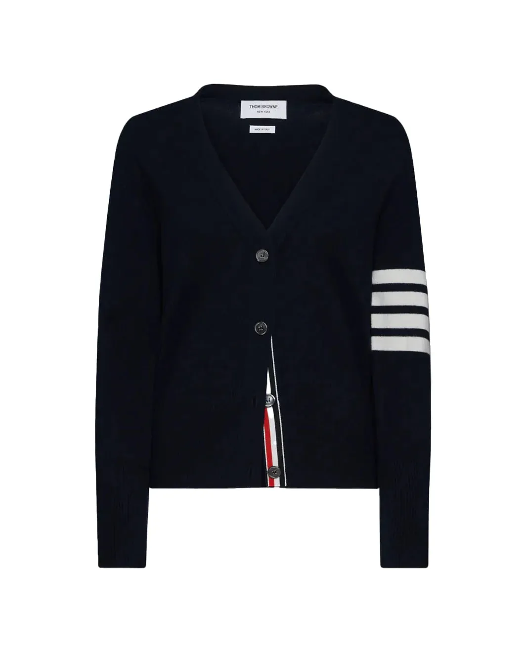 Wool Relaxed 4-Bar V-Neck Cardigan sold by SHOWROOM