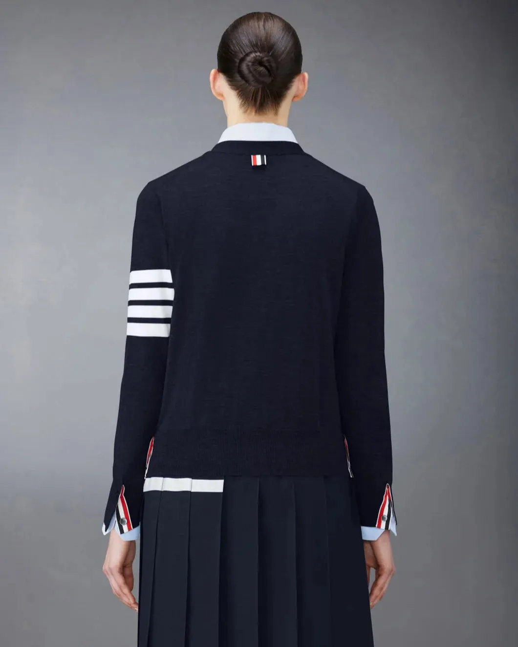 Wool Relaxed 4-Bar V-Neck Cardigan sold by SHOWROOM product image thumbnail 3