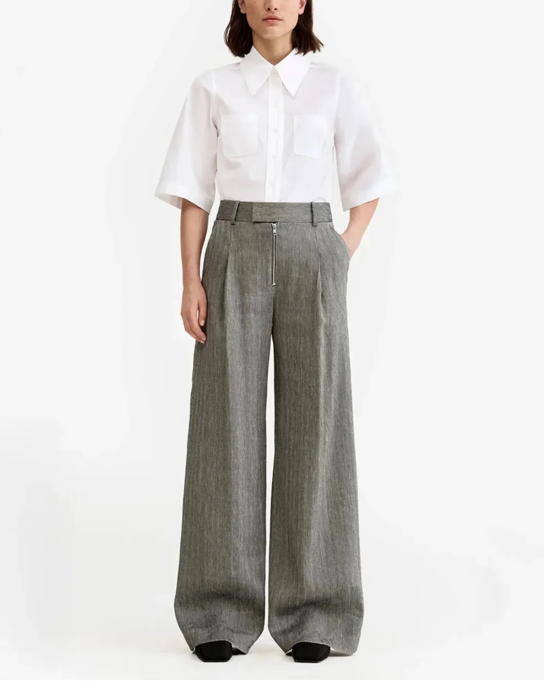 Exposed Zip Pleated Pant sold by SHOWROOM product image thumbnail 4