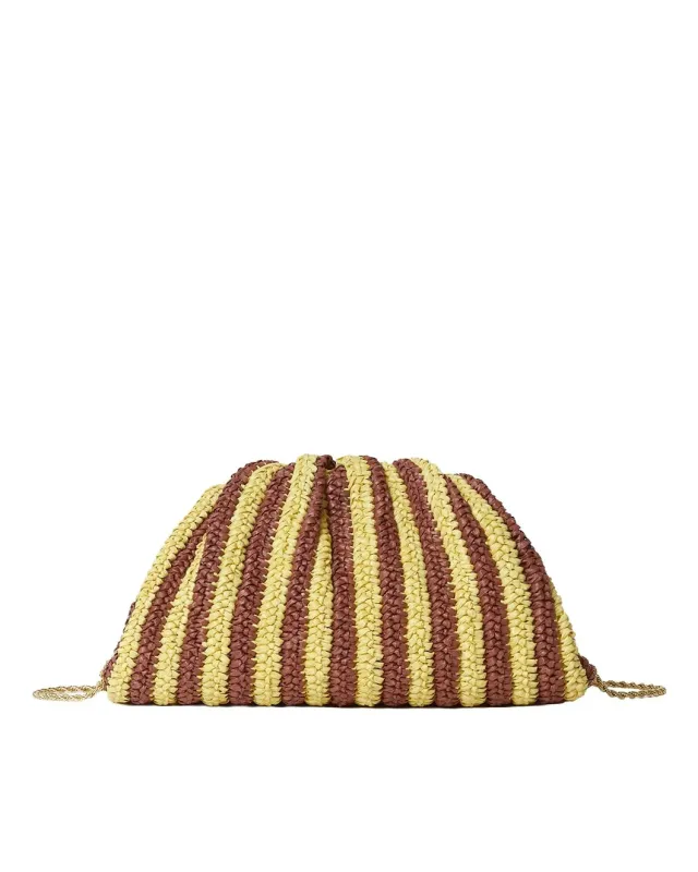 Bailey Brown/Butter Stripe Dome Clutch sold by SHOWROOM