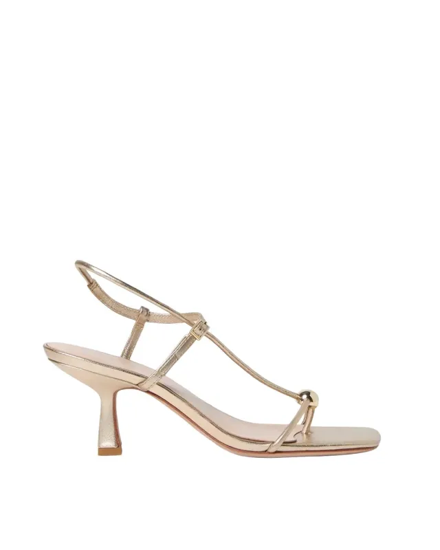 Triana Champagne Leather Mid-Heel Sandal made by Loeffler Randall