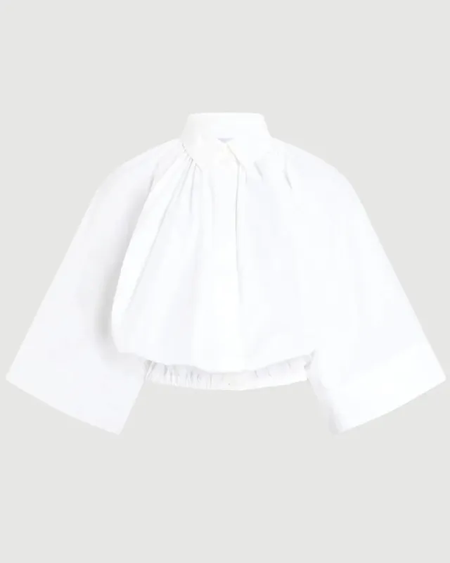 Organic Cotton Voluminous Short-Sleeved Blouse made by Patou