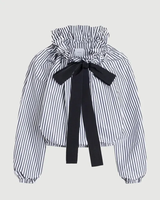 Recycled Faille Long Sleeve Crop Top made by Patou