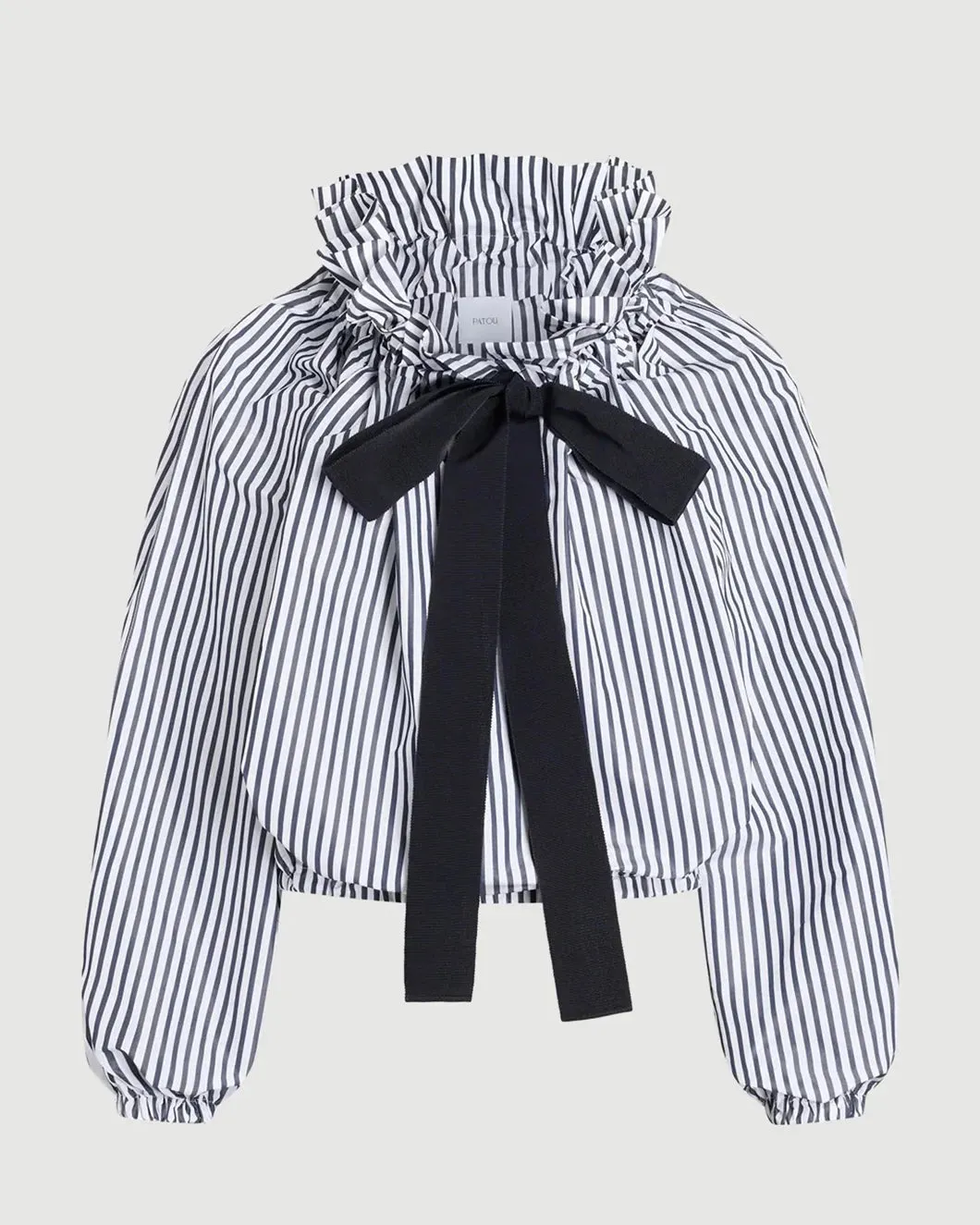Recycled Faille Long Sleeve Crop Top sold by SHOWROOM