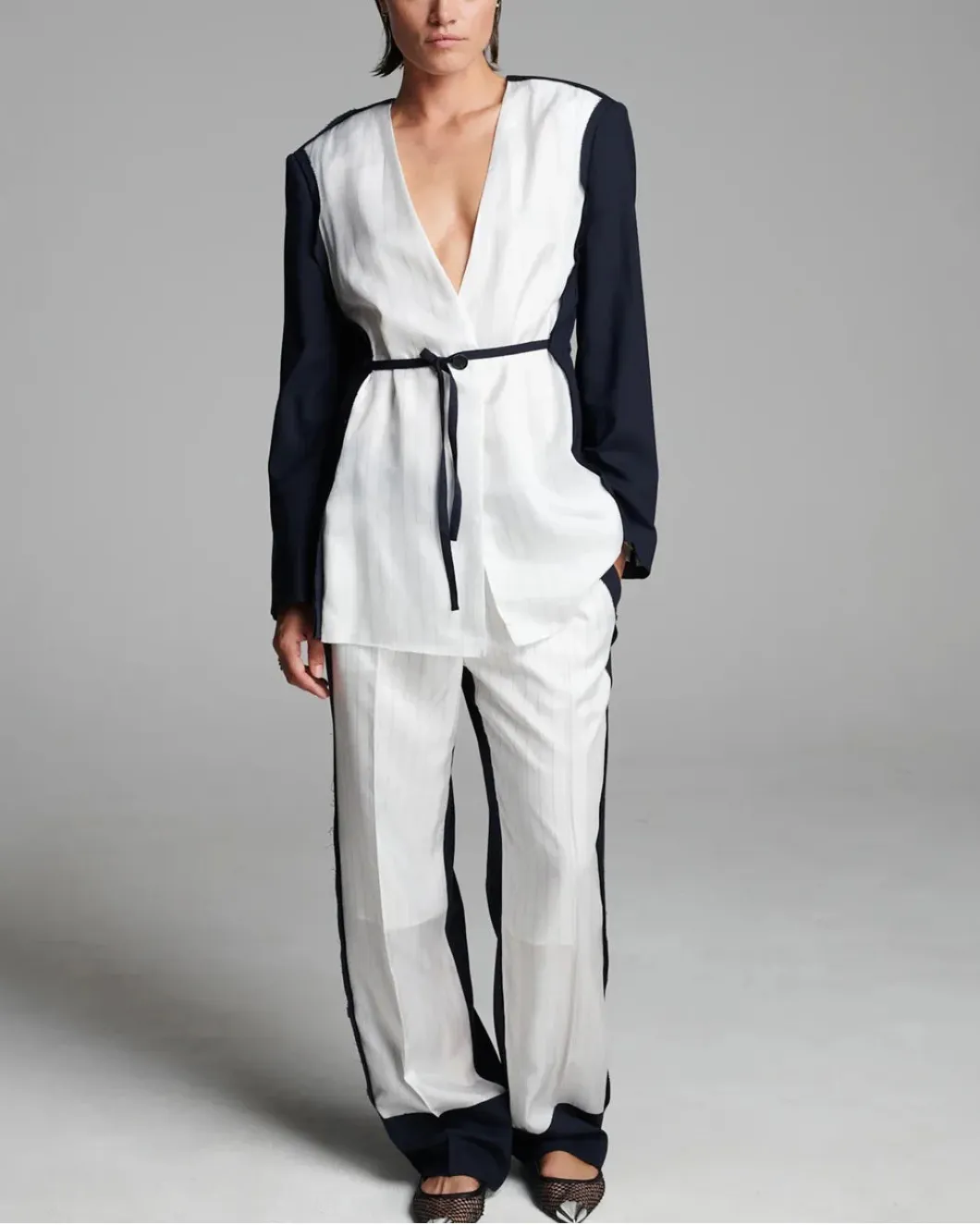 Cord Waisted Jacket Navy sold by SHOWROOM product image thumbnail 2