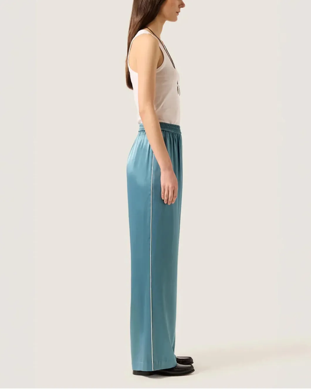 Pull-Up Pant in Silk Charmeuse with Piping Detail sold by SHOWROOM product image thumbnail 3