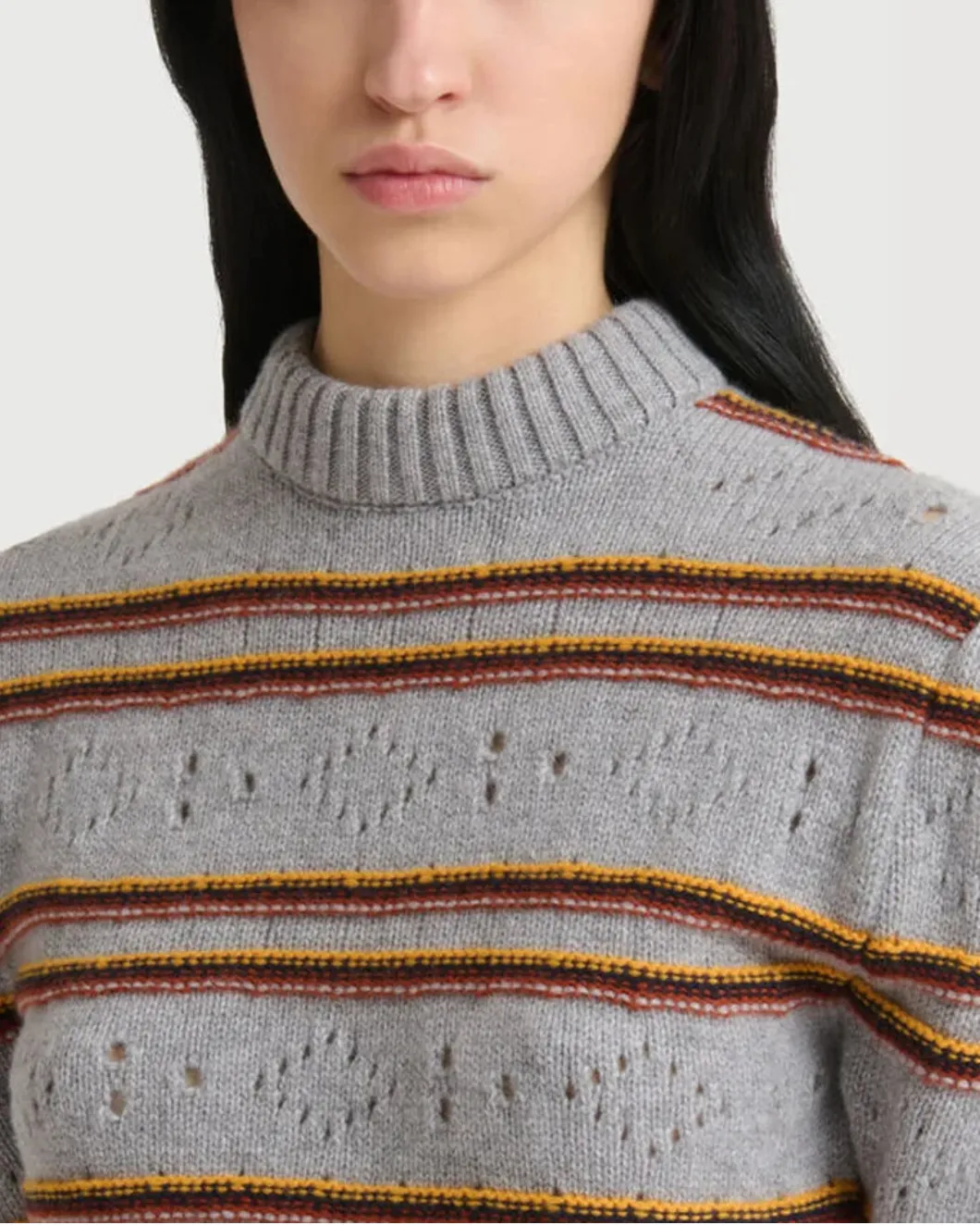 Gray Cashmere Sweater with Openwork Knit sold by SHOWROOM product image thumbnail 5