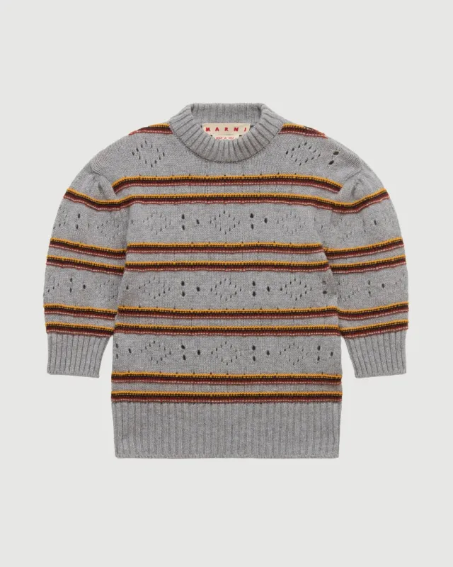Gray Cashmere Sweater with Openwork Knit made by Marni