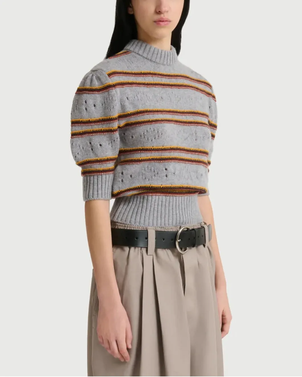 Gray Cashmere Sweater with Openwork Knit sold by SHOWROOM product image thumbnail 3