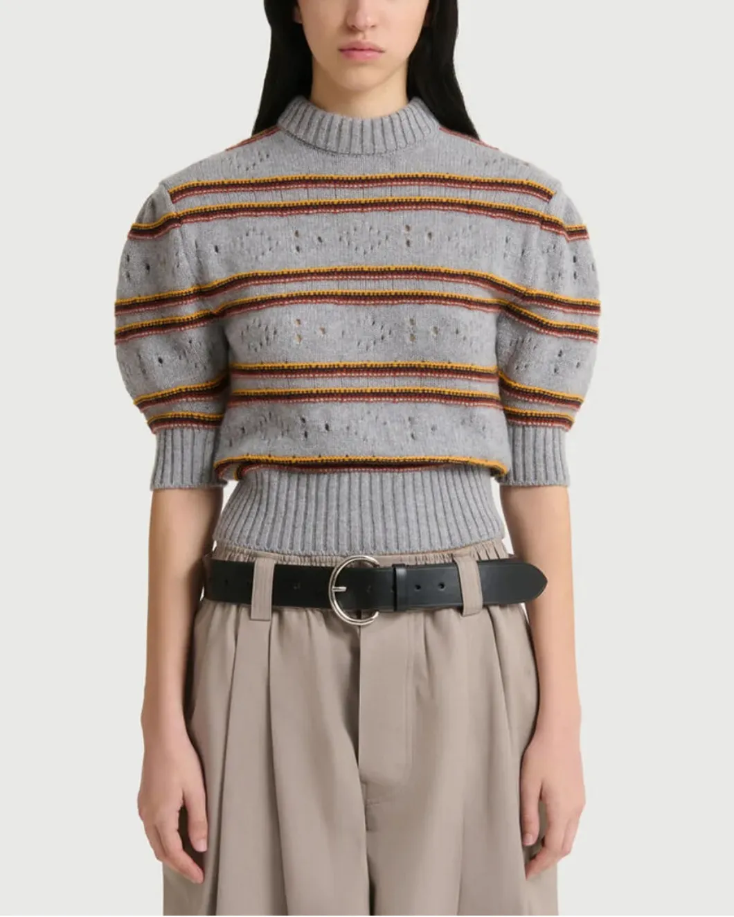Gray Cashmere Sweater with Openwork Knit sold by SHOWROOM product image thumbnail 2