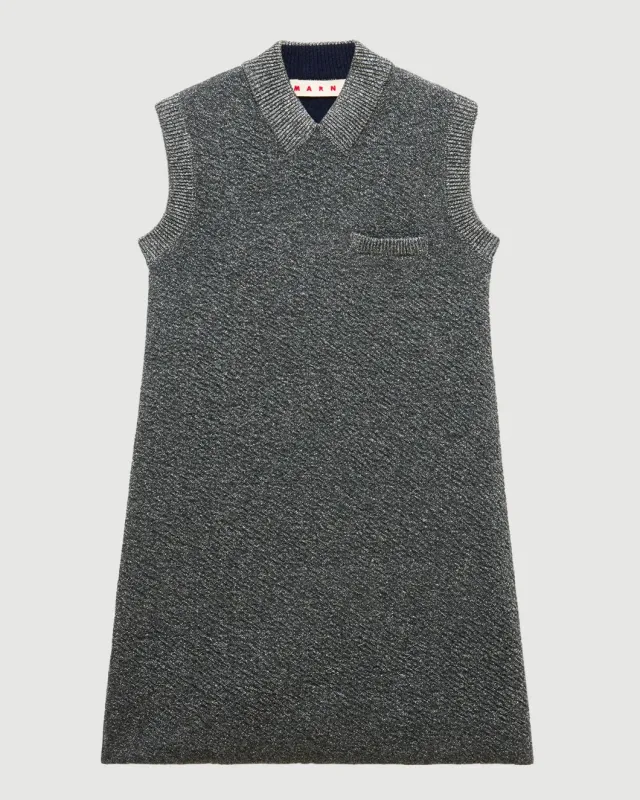 Grey Wool Mini Dress Lurex Detailing made by Marni