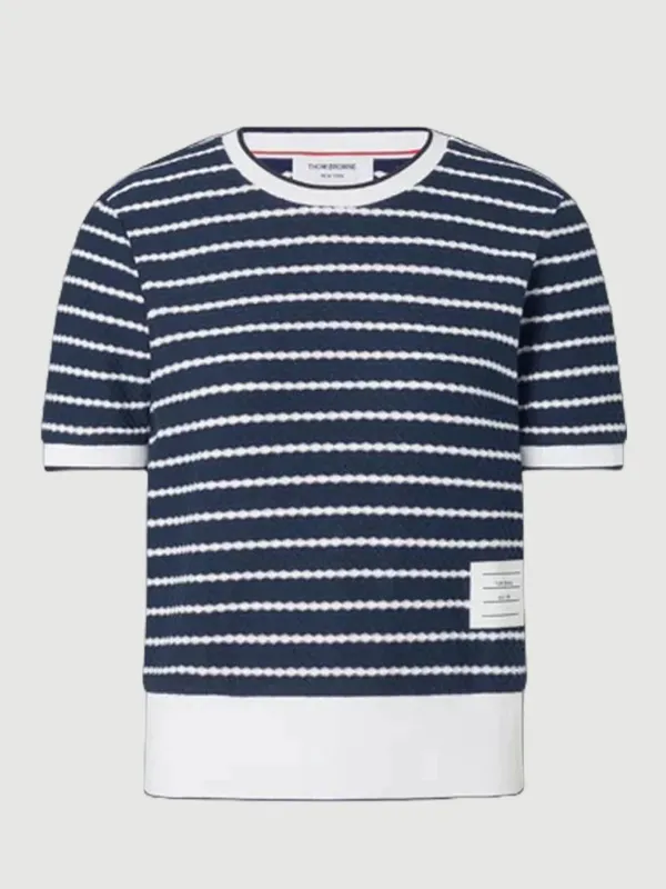 Striped Honeycomb Rib Tee made by Thom Browne