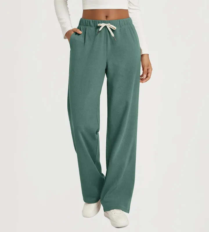 29" Brushed Fleece Straight Leg Pants with Pockets sold by Ododos