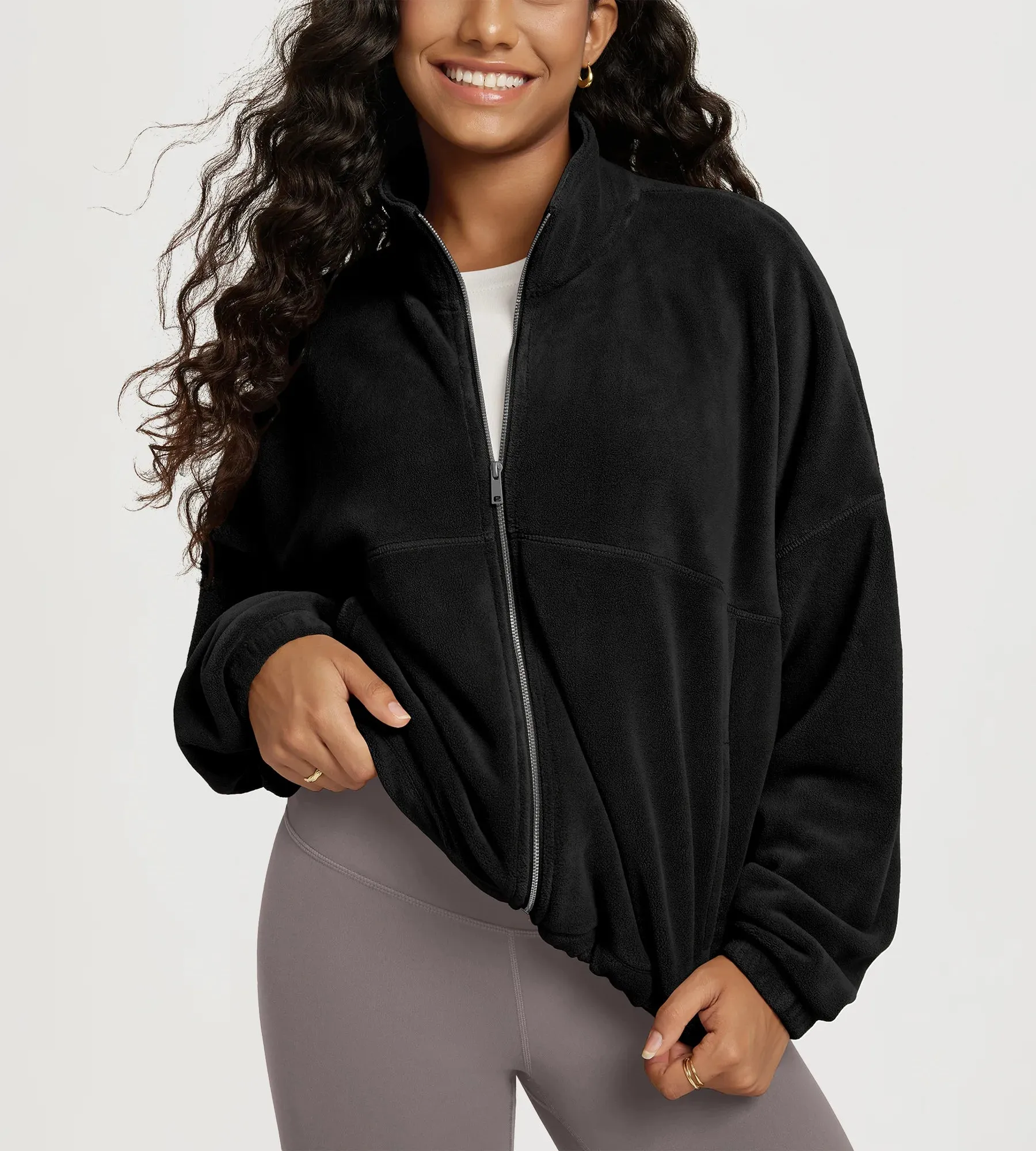 Polar Fleece Full-Zip Cinchable Jacket with Pockets sold by Ododos