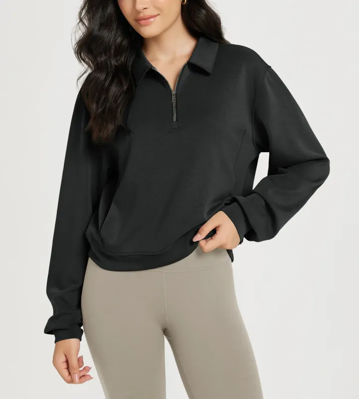 Modal Half-Zip Collared Sweatshirts with Pockets sold by Ododos