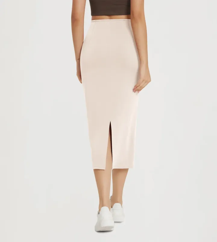 ODODOS Modal Midi Skirt with Pockets Back Slit sold by Ododos