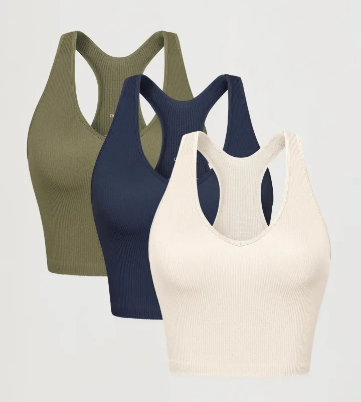 ODODOS 3-Pack Seamless Racerback Long Crop Tank Tops sold by Ododos