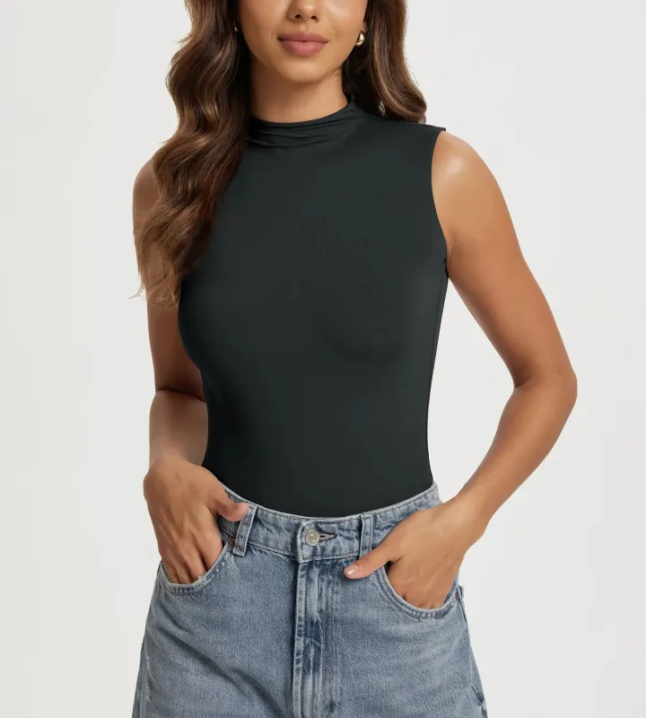 ODODOS Women's Double Layer Mock Neck Tank Top sold by Ododos