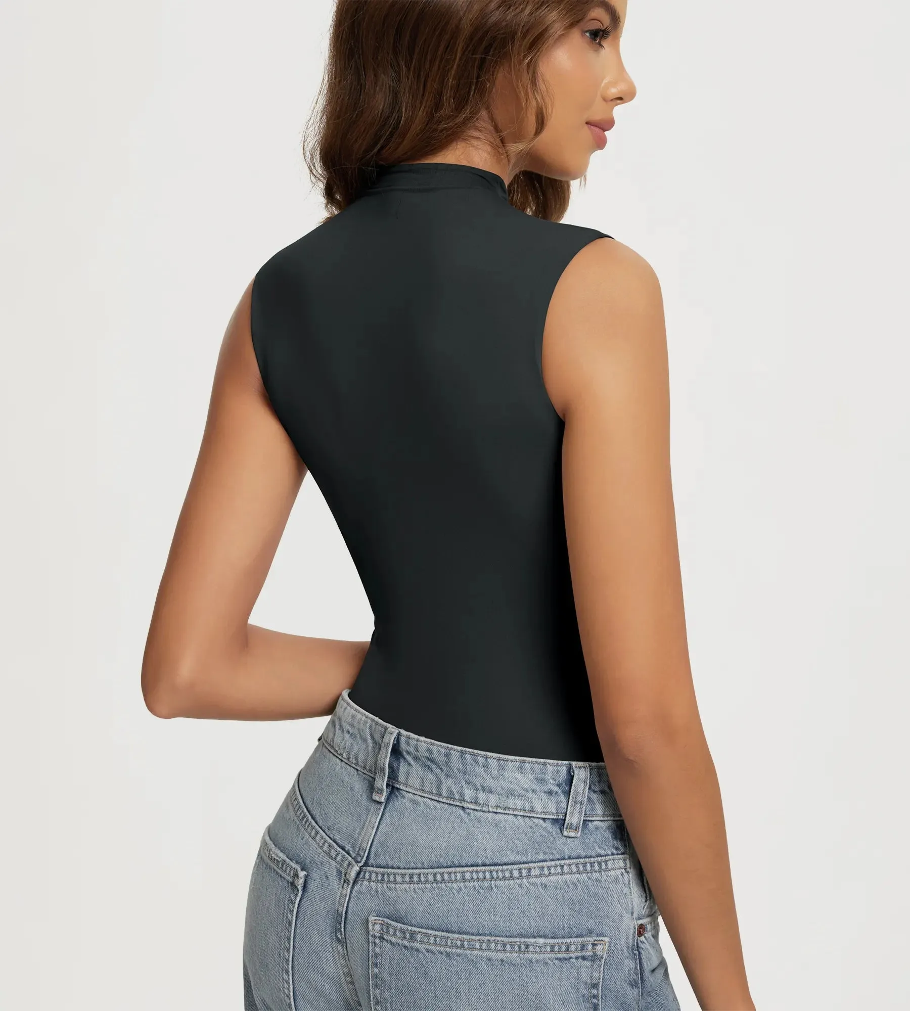 ODODOS Women's Double Layer Mock Neck Tank Top sold by Ododos product image thumbnail 3