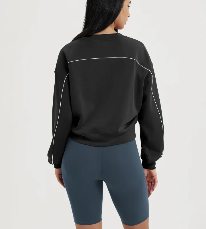 ODODOS Modal Soft Long Sleeve Cropped Sweatshirts with piping sold by Ododos