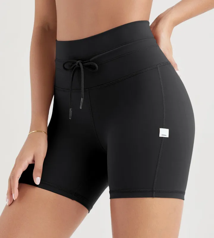 5" High Waist Biker Shorts with Drawstring sold by Ododos