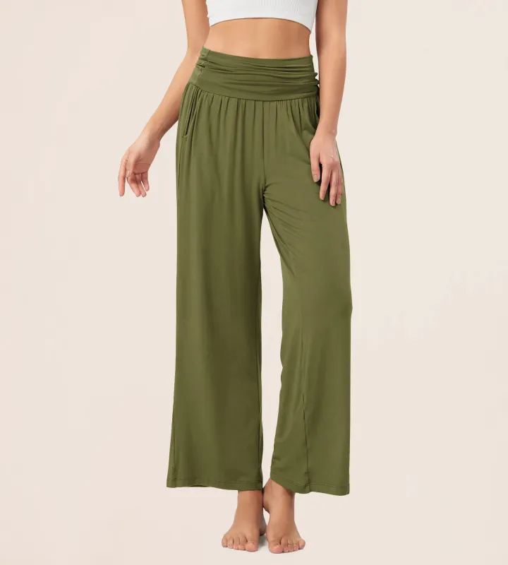 26" Wide Leg Palazzo Loose Comfy Lounge Pants with Pockets sold by Ododos