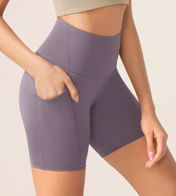 ODLEX 6" Inseam High Waist Workout Athletic Biker Shorts with Pockets sold by Ododos