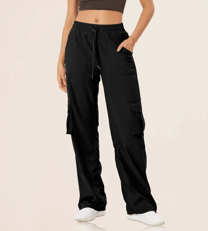 Stretch Woven Relaxed Cargo Cinchable Hems Casual Sweatpants with Pockets sold by Ododos