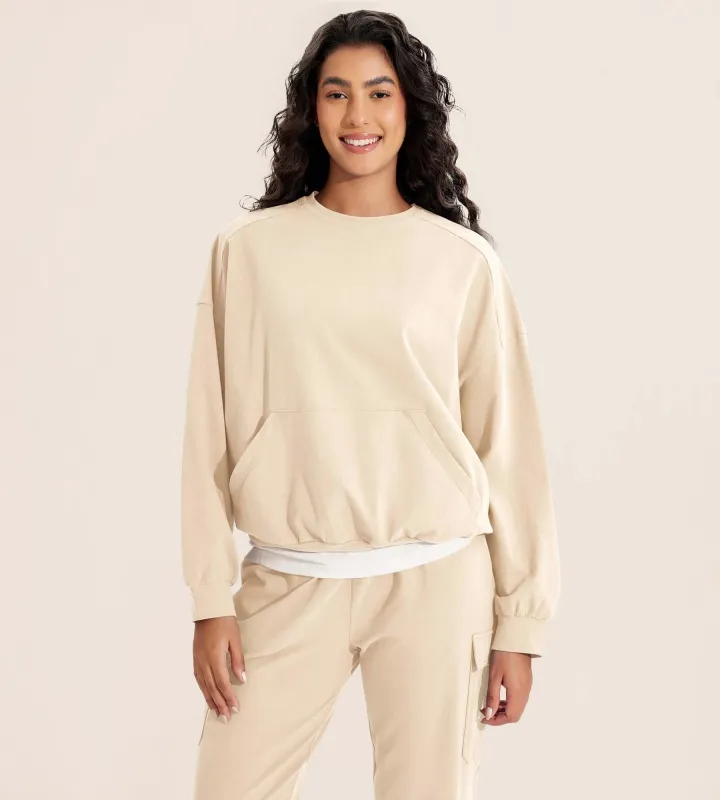 Cotton Soft Oversized Sweatshirts Pullover with Kangaroo Pocket sold by Ododos