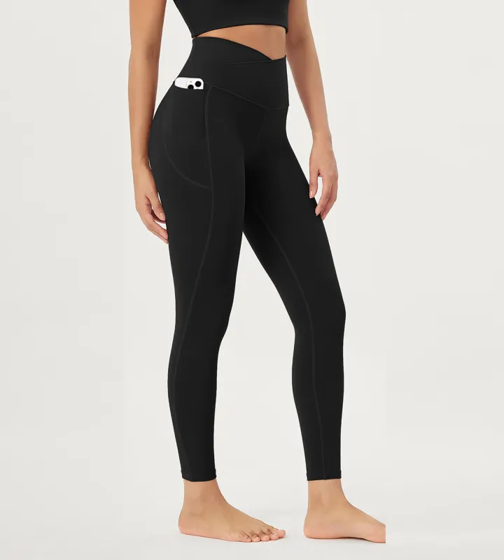 25" Crossover 7/8 V High Wasit Lounge Leggings with Pockets sold by Ododos