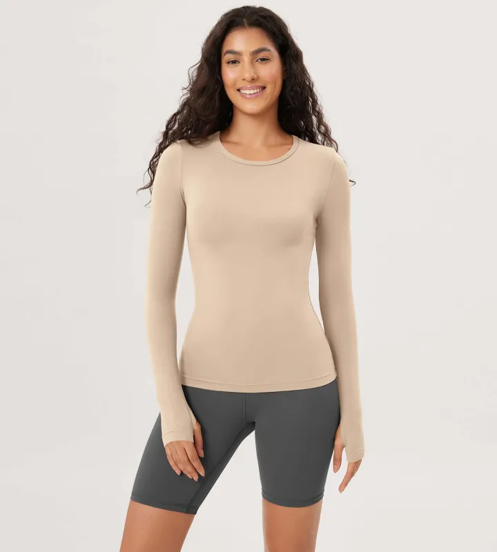 Cloud Feeling Crew Neck Yoga Tee Workout Shirts with Thumb Hole sold by Ododos