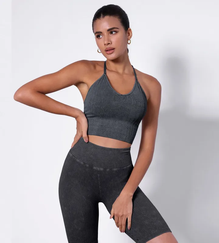 Seamless Strappy Sports Bra with Removable Pads sold by Ododos