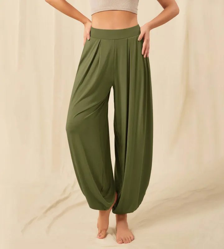 Women's Wide Leg Loose Draped Harem Pants with Pockets sold by Ododos