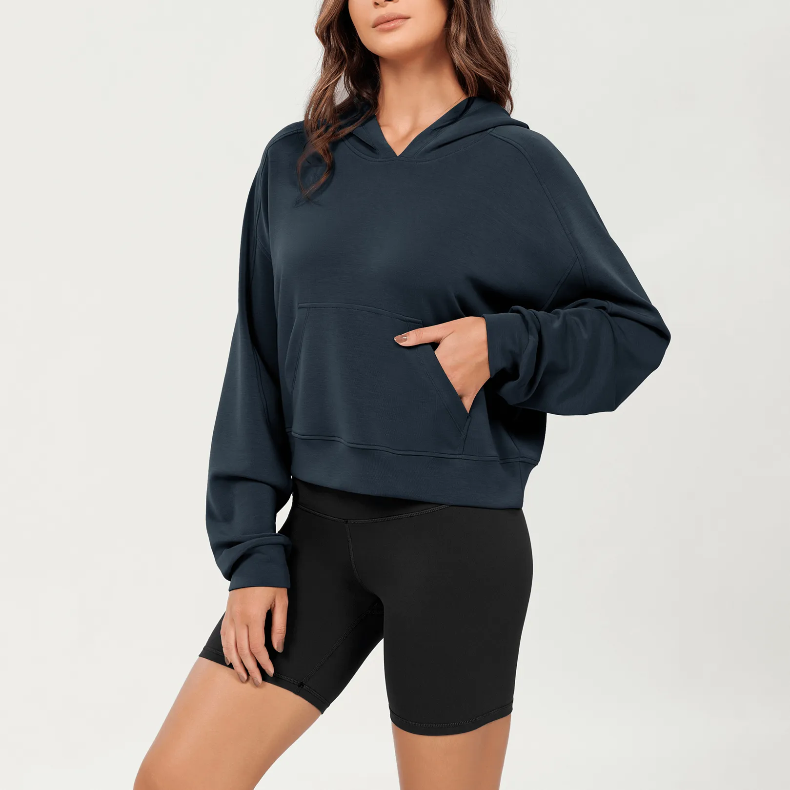 Modal Soft Oversized Long Sleeve Cropped Hoodie sold by Ododos product image thumbnail 3
