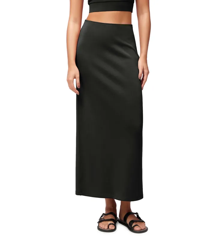 Modal Soft Back Slit Casual Maxi Skirts made by Ododos